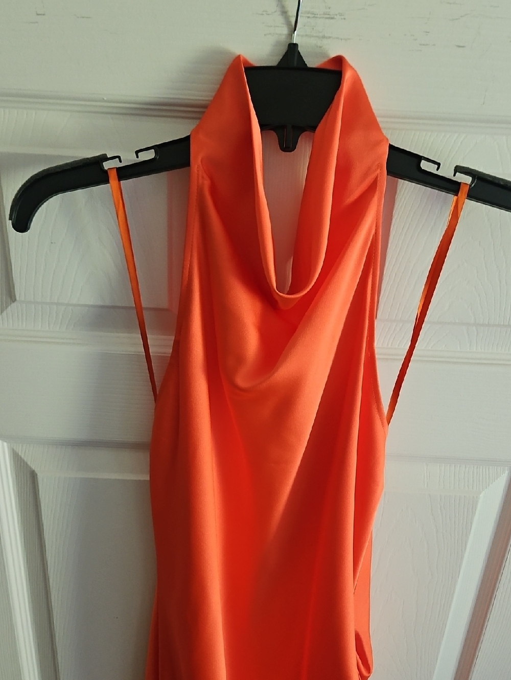 NWT Gianni Bini Peyton Satin Mini Sheath Dress: Color- Mandarin: Size- 6 - Picture 4 of 12
